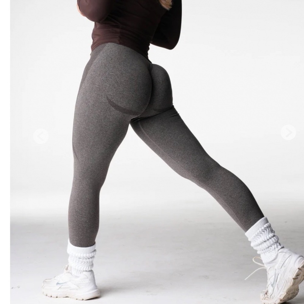 NVGTN Viral Contour Seamless High Waisted Leggings Charcoal Grey Workout Fitness